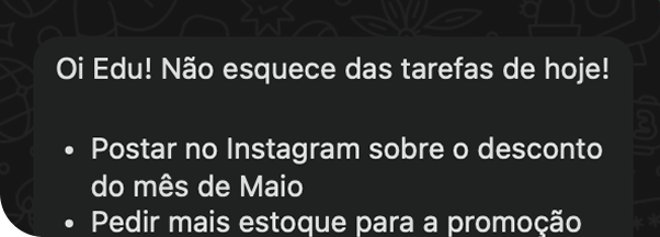 Demonstração do assistente da Varevo via WhatsApp com notificações